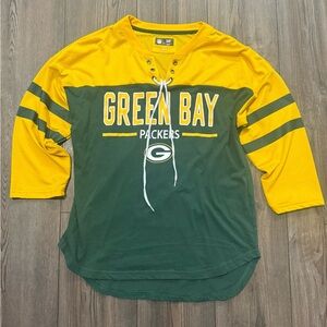 Green Bay Packers Lace Up Jersey Top Women’s Small NFL Team Apparel